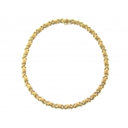 14Kt Yellow Gold Satin & Shiny Hugs & Kisses Necklace (27.40gr)